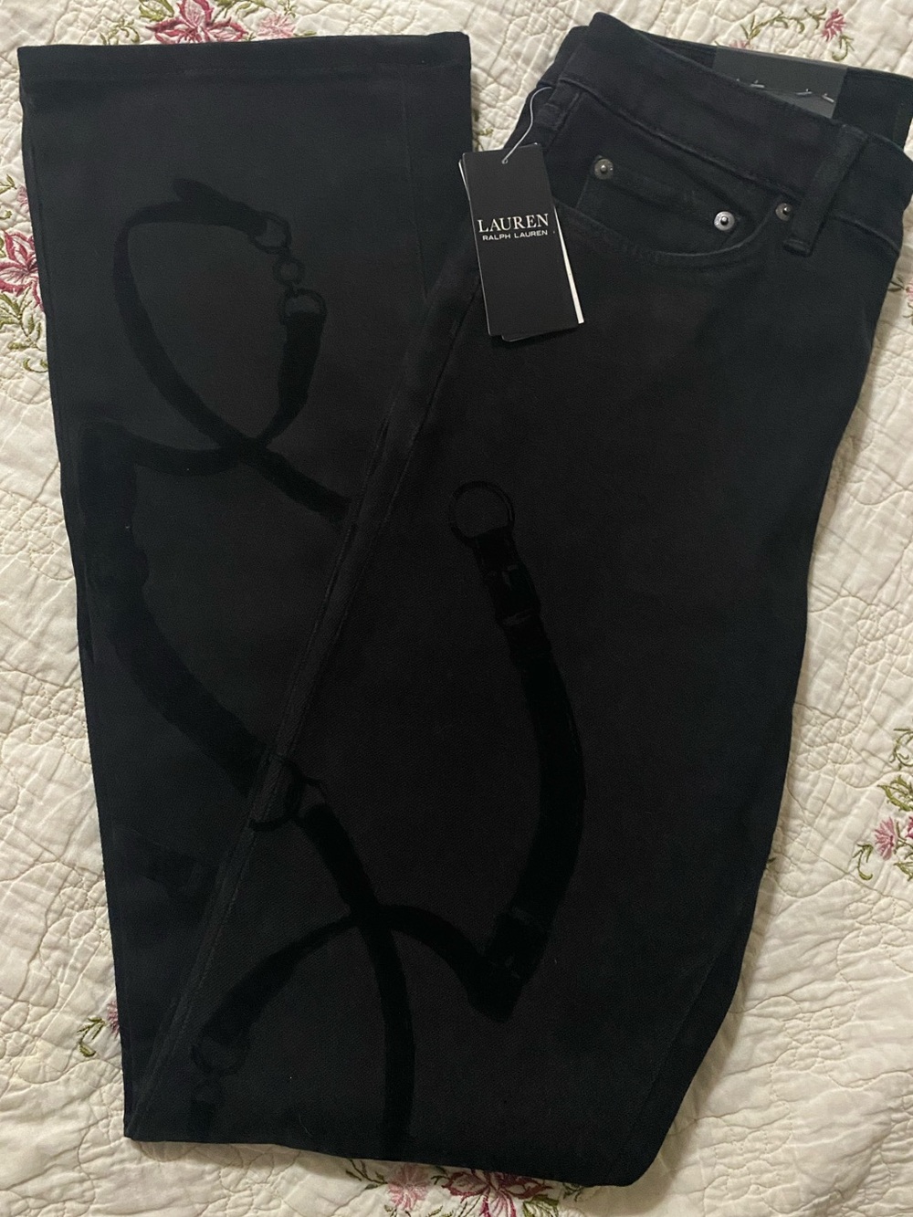 Ralph Lauren NWT Super Stretch High Waist Boot Leg Velvet Flocked 29 / 8 - Picture 4 of 6